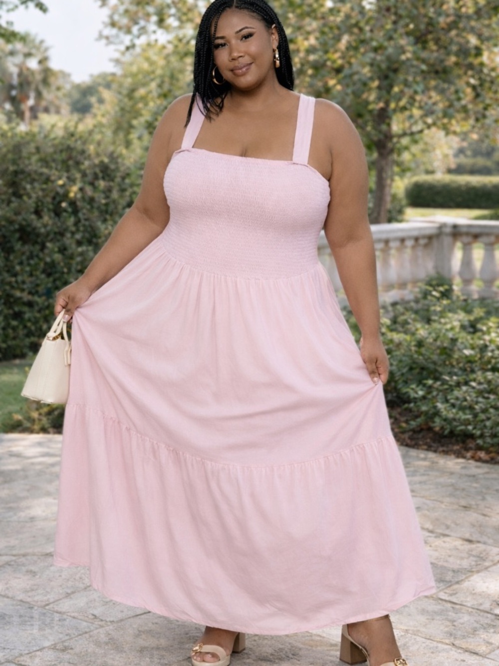Marshalls Light Pink Smocked Maxi Dress with Wide Straps